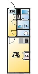 早稲田鶴巻IMAハウス ワンルームの間取図画像