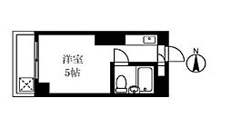 JR総武線 大久保駅 徒歩4分の賃貸マンション 2階ワンルームの間取り
