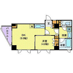 都営大江戸線 東新宿駅 徒歩10分の賃貸マンション 3階1DKの間取り