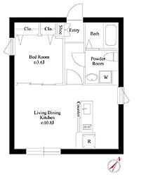 西武新宿線 下落合駅 徒歩11分の賃貸マンション 1階1LDKの間取り