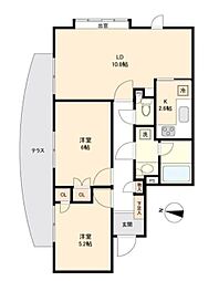 都営大江戸線 牛込柳町駅 徒歩5分の賃貸マンション 1階2LDKの間取り
