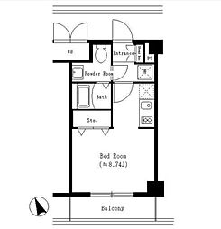 東京メトロ日比谷線 恵比寿駅 徒歩4分の賃貸マンション 2階ワンルームの間取り