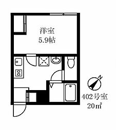 早稲田鶴巻IMAハウス 1Kの間取図画像