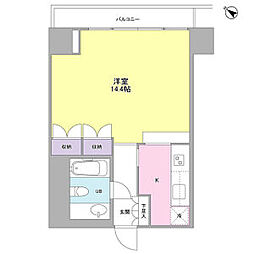 小田急小田原線 参宮橋駅 徒歩7分の賃貸マンション 12階1Kの間取り