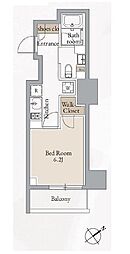 JR山手線 高田馬場駅 徒歩10分の賃貸マンション 14階1Kの間取り