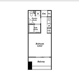 東京メトロ日比谷線 神谷町駅 徒歩3分の賃貸マンション 7階ワンルームの間取り