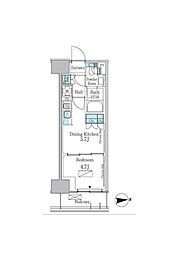 JR総武線 大久保駅 徒歩6分の賃貸マンション 2階1DKの間取り