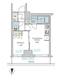 東急田園都市線 池尻大橋駅 徒歩7分の賃貸マンション 2階1LDKの間取り
