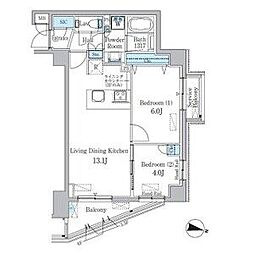 東京メトロ銀座線 渋谷駅 徒歩7分の賃貸マンション 4階2LDKの間取り