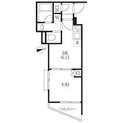 東京メトロ有楽町線 江戸川橋駅 徒歩6分の賃貸マンション 2階1DKの間取り