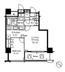 都営三田線 目黒駅 徒歩7分の賃貸マンション 8階1LDKの間取り