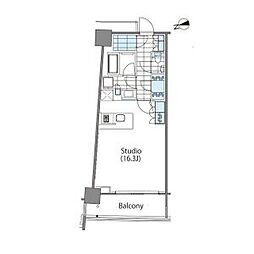 都営大江戸線 東新宿駅 徒歩2分の賃貸マンション 4階ワンルームの間取り