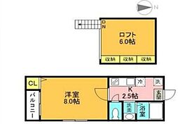 JR山手線 恵比寿駅 徒歩13分の賃貸アパート 2階1Kの間取り