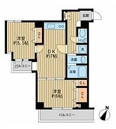 JR総武線 東中野駅 徒歩9分の賃貸マンション 1階2DKの間取り