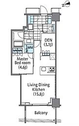 都営大江戸線 東新宿駅 徒歩2分の賃貸マンション 10階1LDKの間取り