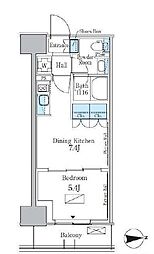JR総武線 大久保駅 徒歩6分の賃貸マンション 1階1DKの間取り