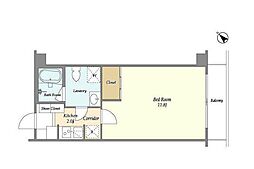 東京メトロ日比谷線 中目黒駅 徒歩10分の賃貸マンション 2階1Kの間取り