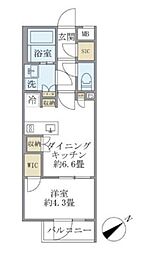 東京メトロ東西線 早稲田駅 徒歩7分の賃貸マンション 4階1DKの間取り