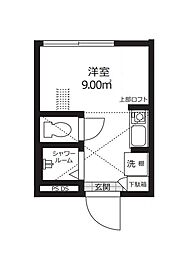 都営大江戸線 中井駅 徒歩2分の賃貸マンション 3階ワンルームの間取り
