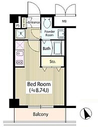 東京メトロ日比谷線 恵比寿駅 徒歩4分の賃貸マンション 2階ワンルームの間取り