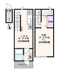 東京メトロ副都心線 西早稲田駅 徒歩5分の賃貸アパート 2階1LDKの間取り