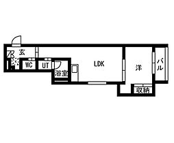 西武新宿線 下落合駅 徒歩4分の賃貸マンション 2階1LDKの間取り