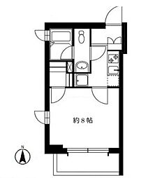 JR山手線 恵比寿駅 徒歩7分の賃貸マンション 2階1Kの間取り