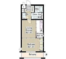 東急東横線 祐天寺駅 徒歩12分の賃貸マンション 3階1DKの間取り