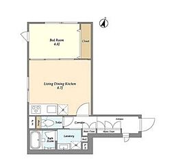 東京メトロ副都心線 北参道駅 徒歩5分の賃貸マンション 4階1LDKの間取り