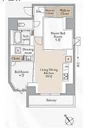 JR山手線 高田馬場駅 徒歩10分の賃貸マンション 13階2LDKの間取り