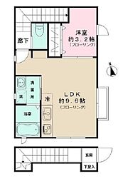 西武新宿線 中井駅 徒歩10分の賃貸アパート 2階1LDKの間取り