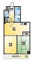 東京メトロ東西線 早稲田駅 徒歩7分の賃貸マンション 8階2DKの間取り