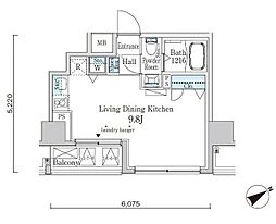JR山手線 恵比寿駅 徒歩8分の賃貸マンション 9階ワンルームの間取り