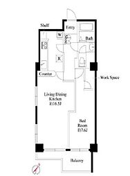 京王井の頭線 神泉駅 徒歩7分の賃貸マンション 9階1LDKの間取り