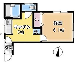 西武新宿線 下落合駅 徒歩8分の賃貸アパート 2階1DKの間取り