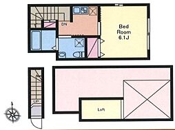 西武新宿線 中井駅 徒歩5分の賃貸アパート 2階1Kの間取り