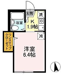 JR山手線 新大久保駅 徒歩7分の賃貸アパート 2階1Kの間取り