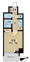 東京メトロ東西線 早稲田駅 徒歩7分の賃貸マンション 2階1Kの間取り