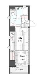 都営大江戸線 若松河田駅 徒歩4分の賃貸マンション 5階1DKの間取り