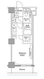 ザ・パークハビオ新宿 ワンルームの間取図画像