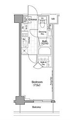 ザ・パークハビオ新宿 1Kの間取図画像