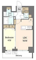 新宿区早稲田鶴巻町マンション 1LDKの間取図画像