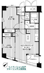 COSMOSREIDShinjukuYochomachi 2LDKの間取図画像