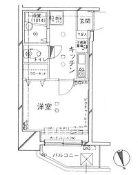 クレアシオンワセダ 1Kの間取図画像