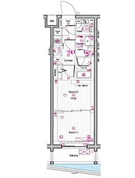 THEPREMIUMCUBEG東中野 2Kの間取図画像