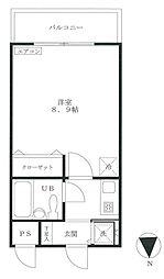 ヴァンヴェール 1Kの間取図画像