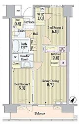プライムアーバン東中野コート 2LDKの間取図画像