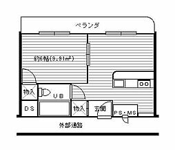 中之島グランドマンション 1DKの間取図画像