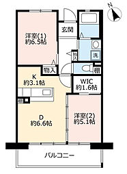 UR都市機構アルビス緑丘112号棟 2DKの間取図画像