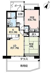 UR都市機構アルビス緑丘104号棟 2LDKの間取図画像